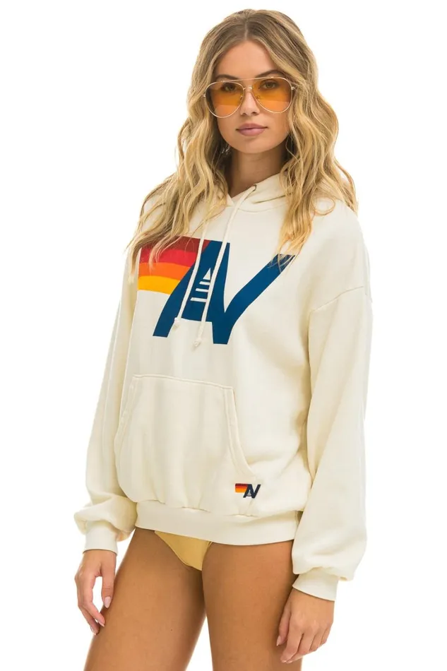 WomenMen Tops Aviator Nation LOGO PULLOVER RELAXED HOODIE 8211 VINTAGE WHITE
