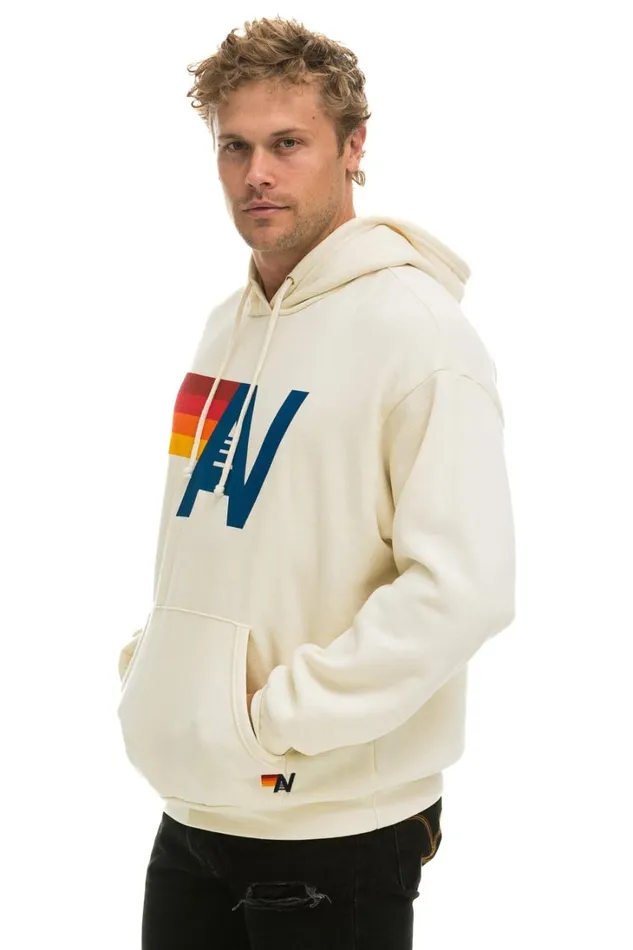 WomenMen Tops Aviator Nation LOGO PULLOVER RELAXED HOODIE 8211 VINTAGE WHITE