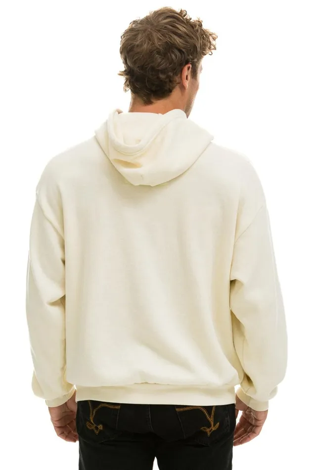 WomenMen Tops Aviator Nation LOGO PULLOVER RELAXED HOODIE 8211 VINTAGE WHITE