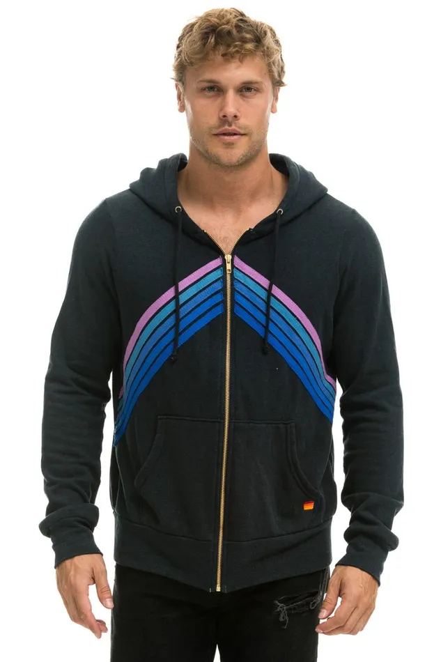 WomenMen Tops Aviator Nation MOUNTAIN STITCH CHEVRON ZIP HOODIE 8211 CHARCOAL BLUE PURPLE WomenMen Tops Aviator Nation MOUNTAIN STITCH CHEVRON ZIP HOODIE 8211 CHARCOAL BLUE PURPLE