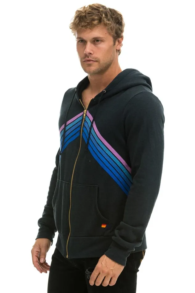 WomenMen Tops Aviator Nation MOUNTAIN STITCH CHEVRON ZIP HOODIE 8211 CHARCOAL BLUE PURPLE WomenMen Tops Aviator Nation MOUNTAIN STITCH CHEVRON ZIP HOODIE 8211 CHARCOAL BLUE PURPLE