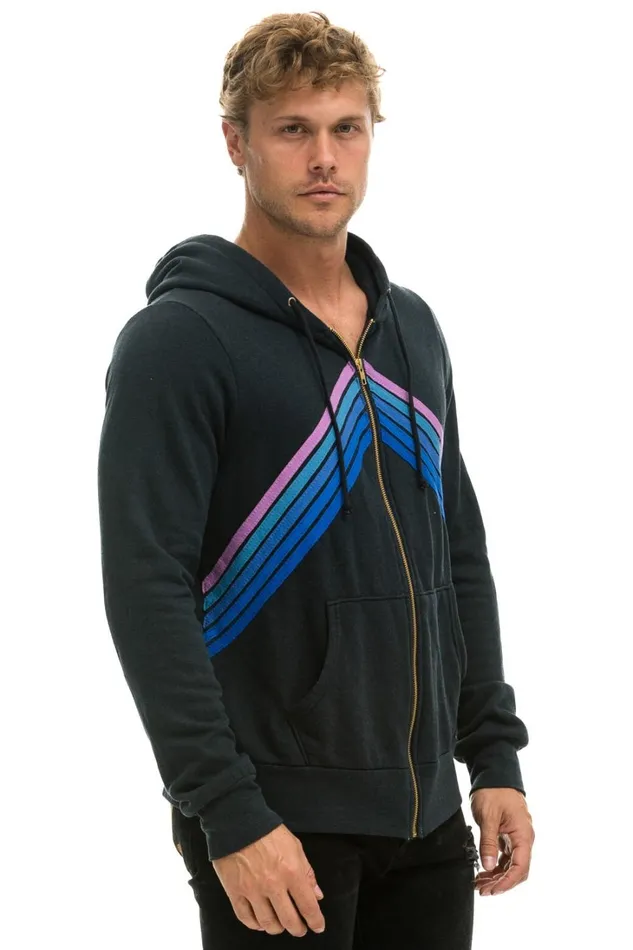 WomenMen Tops Aviator Nation MOUNTAIN STITCH CHEVRON ZIP HOODIE 8211 CHARCOAL BLUE PURPLE WomenMen Tops Aviator Nation MOUNTAIN STITCH CHEVRON ZIP HOODIE 8211 CHARCOAL BLUE PURPLE