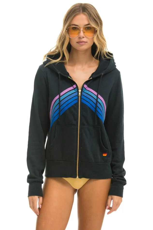 WomenMen Tops Aviator Nation MOUNTAIN STITCH CHEVRON ZIP HOODIE 8211 CHARCOAL BLUE PURPLE WomenMen Tops Aviator Nation MOUNTAIN STITCH CHEVRON ZIP HOODIE 8211 CHARCOAL BLUE PURPLE