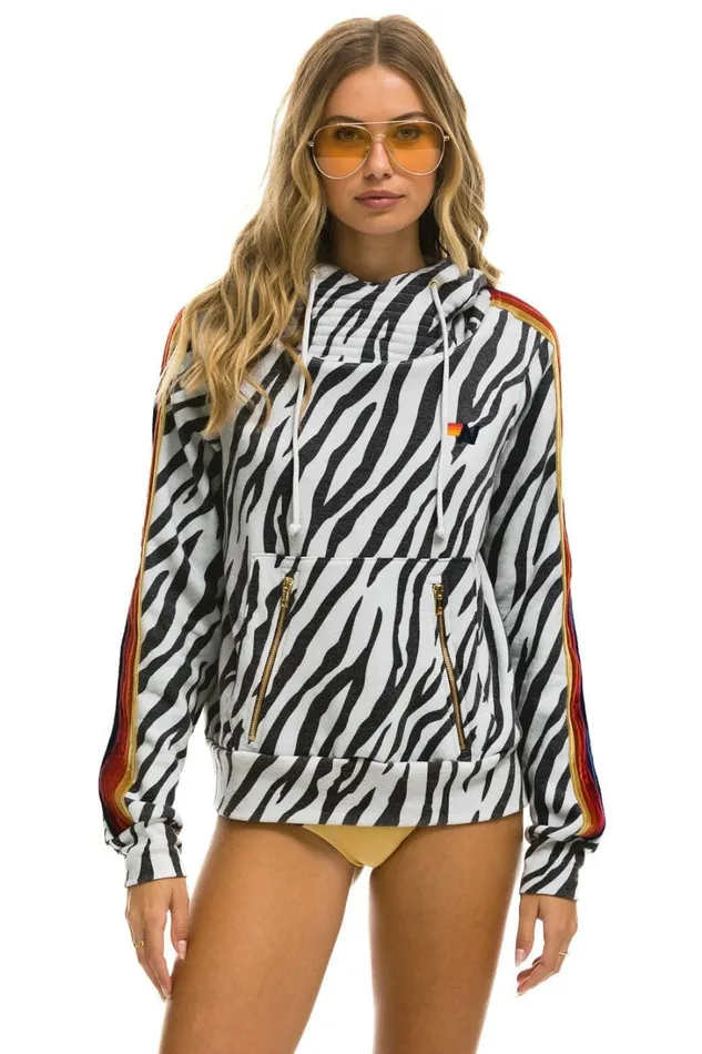 WomenMen Tops Aviator Nation NINJA PULLOVER HOODIE 8211 ZEBRA