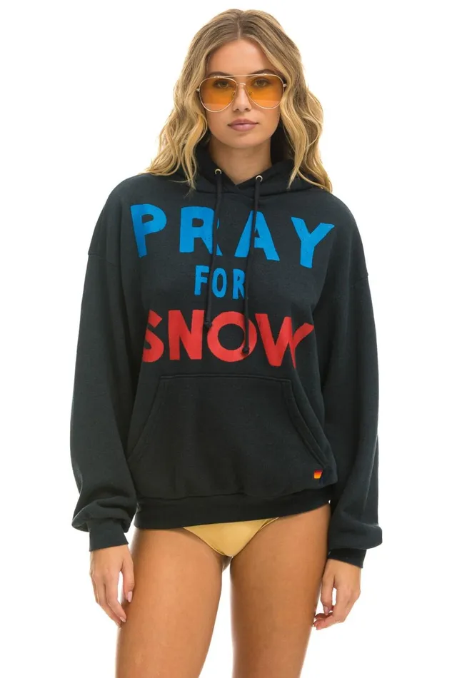 WomenMen Tops Aviator Nation PRAY FOR SNOW RELAXED PULLOVER HOODIE 8211 CHARCOAL WomenMen Tops Aviator Nation PRAY FOR SNOW RELAXED PULLOVER HOODIE 8211 CHARCOAL