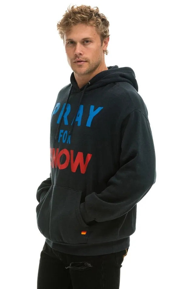WomenMen Tops Aviator Nation PRAY FOR SNOW RELAXED PULLOVER HOODIE 8211 CHARCOAL WomenMen Tops Aviator Nation PRAY FOR SNOW RELAXED PULLOVER HOODIE 8211 CHARCOAL