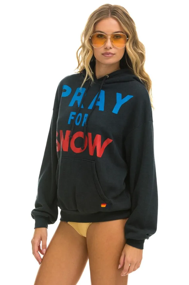 WomenMen Tops Aviator Nation PRAY FOR SNOW RELAXED PULLOVER HOODIE 8211 CHARCOAL WomenMen Tops Aviator Nation PRAY FOR SNOW RELAXED PULLOVER HOODIE 8211 CHARCOAL