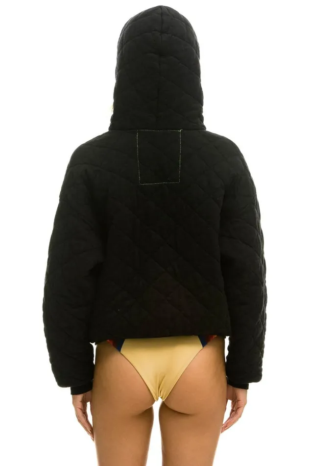 WomenMen Tops Aviator Nation QUILTED ZIP HOODIE RELAXED 8211 BLACK WomenMen Tops Aviator Nation QUILTED ZIP HOODIE RELAXED 8211 BLACK