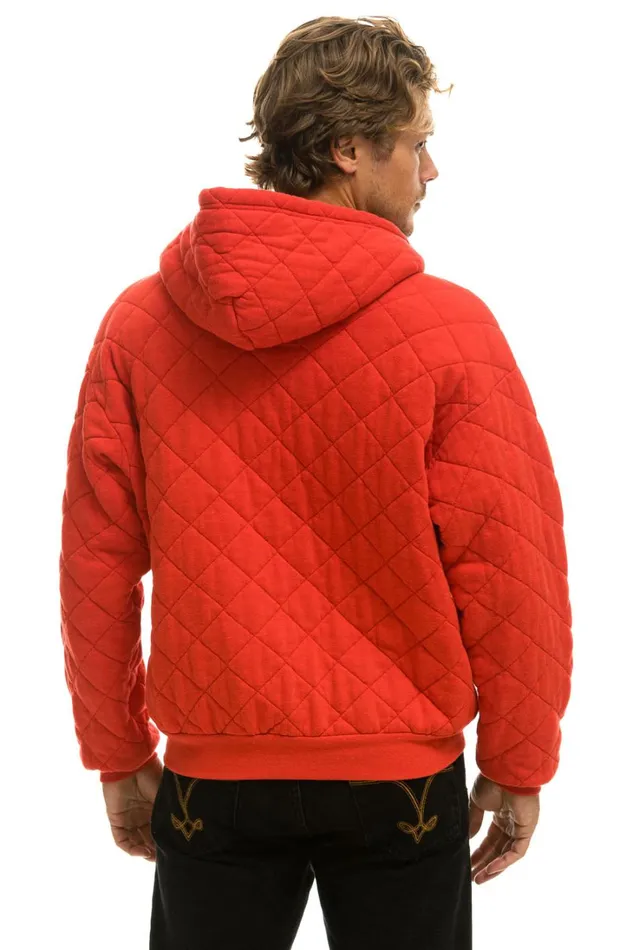 WomenMen Tops Aviator Nation QUILTED ZIP HOODIE RELAXED 8211 RED WomenMen Tops Aviator Nation QUILTED ZIP HOODIE RELAXED 8211 RED