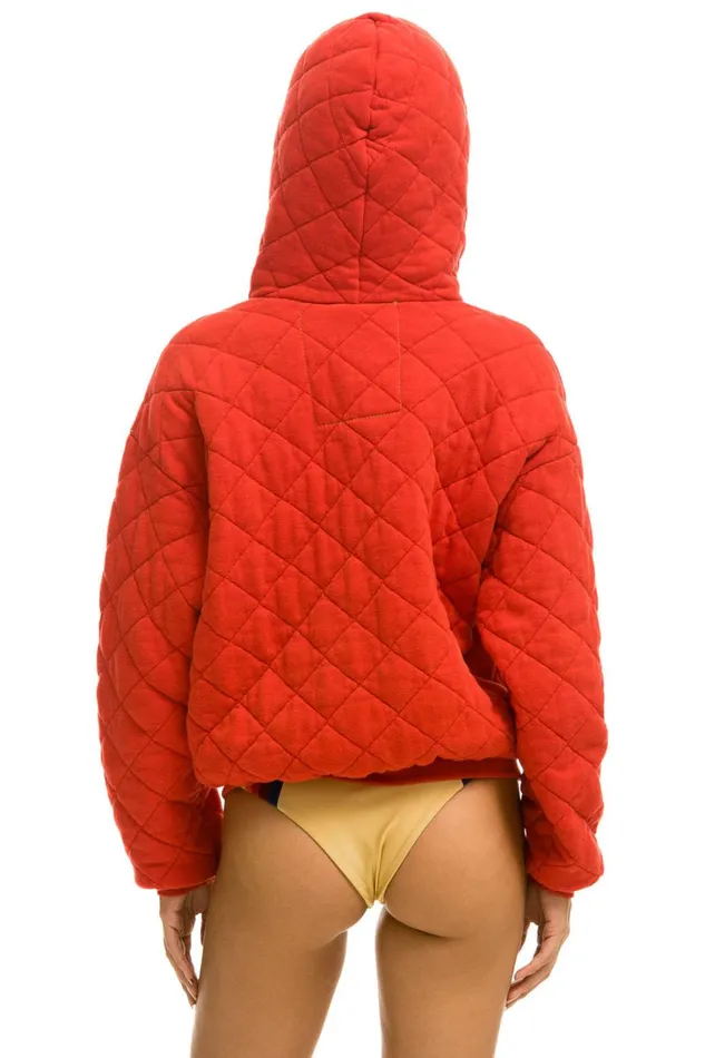 WomenMen Tops Aviator Nation QUILTED ZIP HOODIE RELAXED 8211 RED WomenMen Tops Aviator Nation QUILTED ZIP HOODIE RELAXED 8211 RED