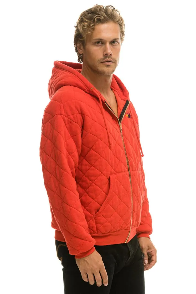 WomenMen Tops Aviator Nation QUILTED ZIP HOODIE RELAXED 8211 RED WomenMen Tops Aviator Nation QUILTED ZIP HOODIE RELAXED 8211 RED