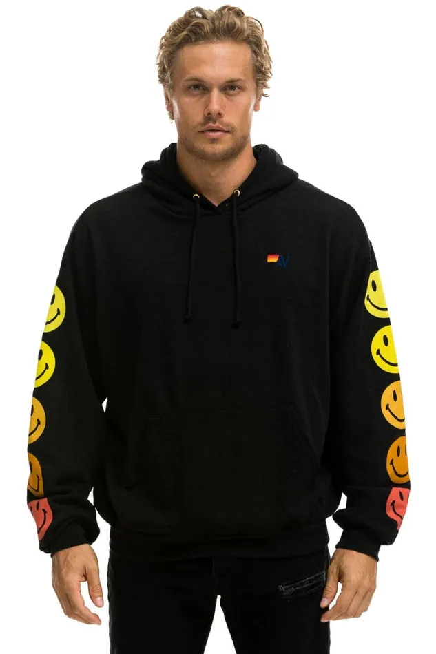 WomenMen Tops Aviator Nation SMILEY SUNSET RELAXED PULLOVER HOODIE 8211 BLACK WomenMen Tops Aviator Nation SMILEY SUNSET RELAXED PULLOVER HOODIE 8211 BLACK
