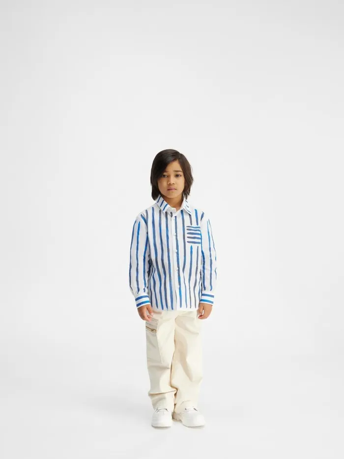 WomenMen Tops JACQUEMUS The Peinture Kids039 Shirt Print Blue Stripes Kids