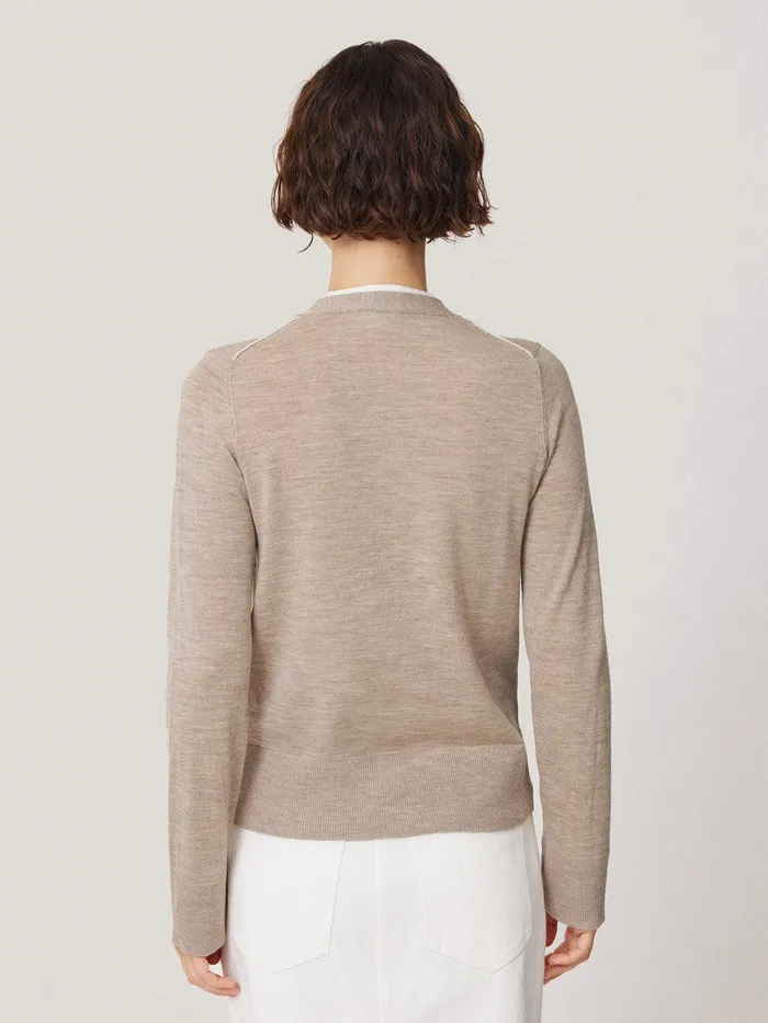 Women Merino Double Front Cardigan Stone Jigsaw Knitwear and Cashmere