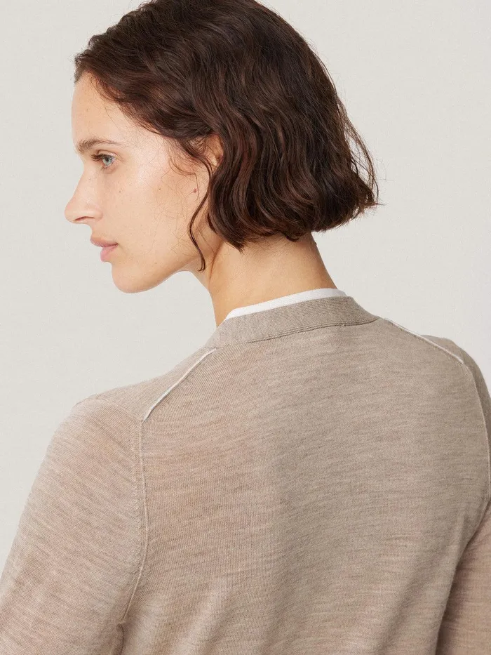 Women Merino Double Front Cardigan Stone Jigsaw Knitwear and Cashmere