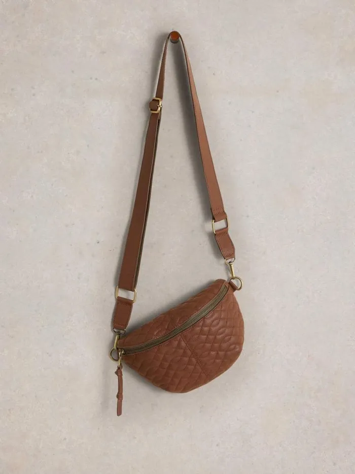 Women Mini Sebby Leather Sling Bag Mid Tan White Stuff Bags and Purses