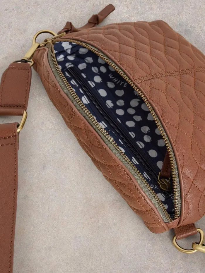 Women Mini Sebby Leather Sling Bag Mid Tan White Stuff Bags and Purses