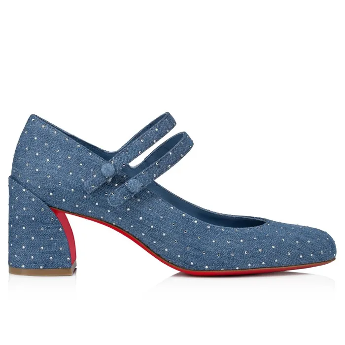 Women Miss Jane Plum Strass 55 Mm Mary Janes 8211 Denim And Strass 8211 Denim Christian Louboutin Pumps