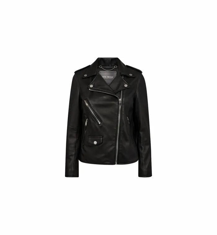 Women MMFrances Biker Leather Jacket Black Leather MOS MOSH Women MMFrances Biker Leather Jacket Black Leather MOS MOSH