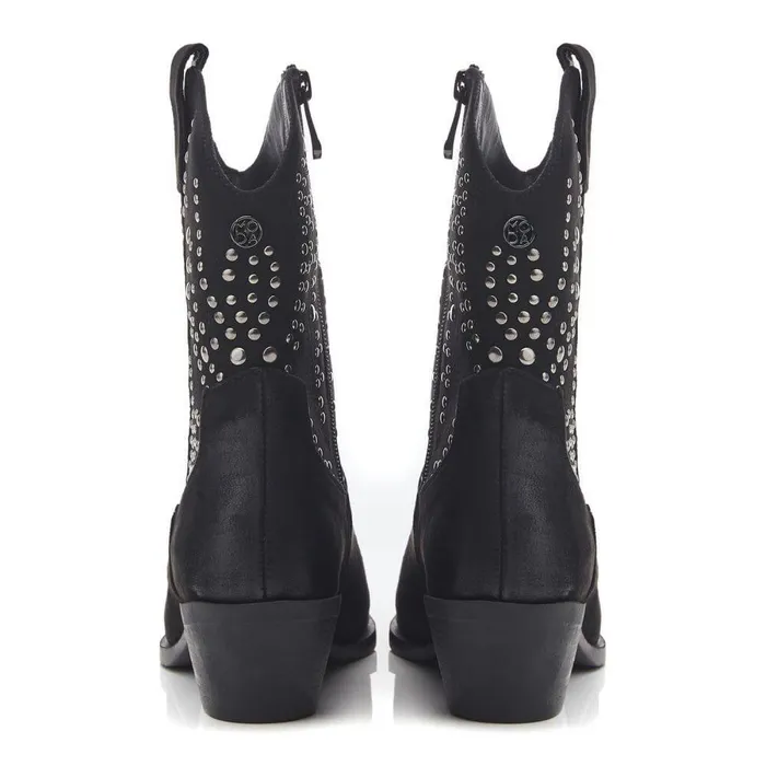 Women Moda In Pelle Black Boots Okes Black Alcantara