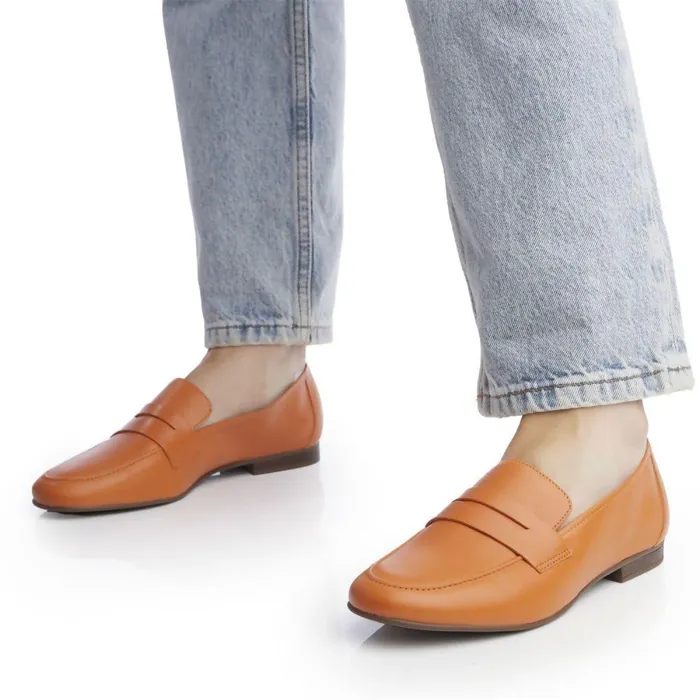 Women Moda In Pelle Brogues And Loafers Adelyn Orange Leather
