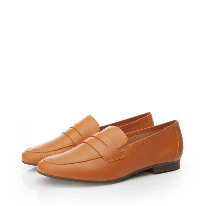 Women Moda In Pelle Brogues And Loafers Adelyn Orange Leather