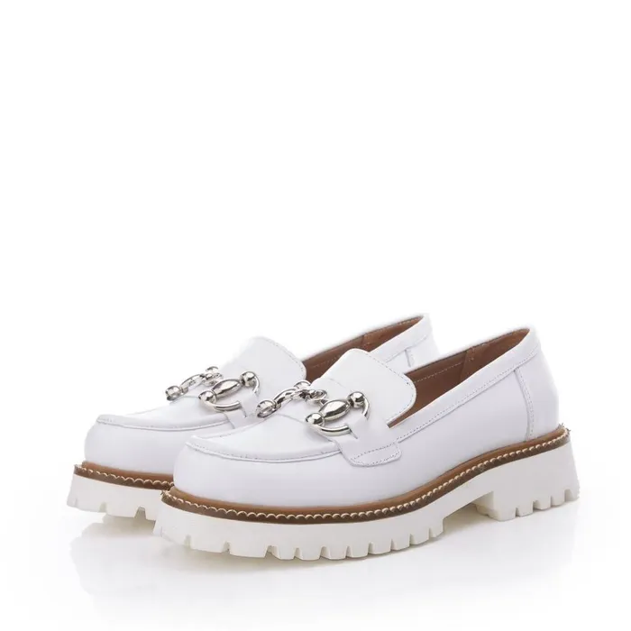 Women Moda In Pelle Brogues And Loafers Bsoleful BKeegan White Leather