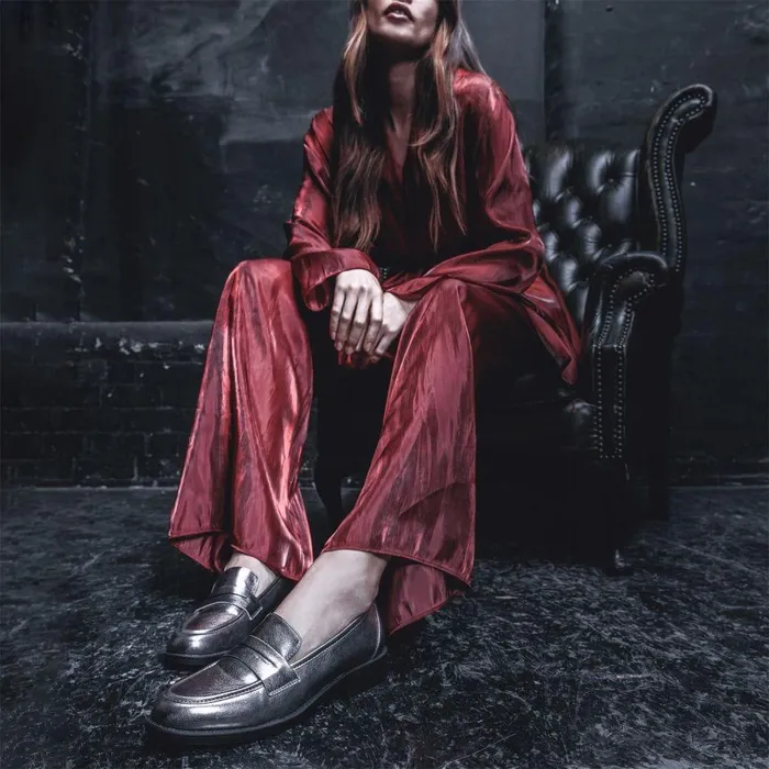 Women Moda In Pelle Brogues And Loafers Danna Pewter Porvair