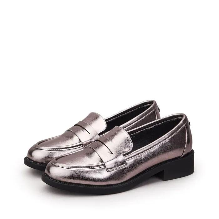 Women Moda In Pelle Brogues And Loafers Danna Pewter Porvair