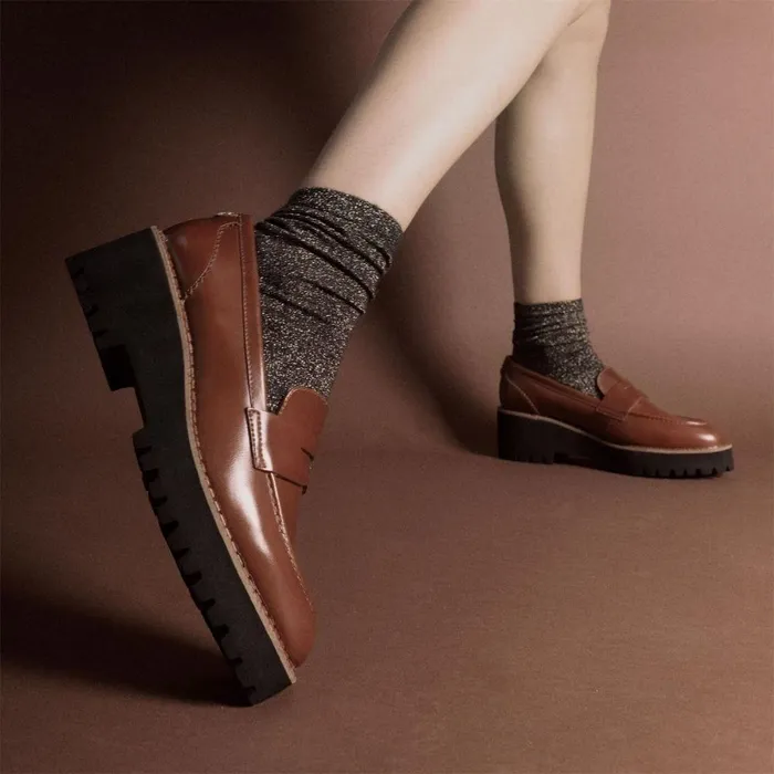 Women Moda In Pelle Brogues And Loafers Florette Tan Leather