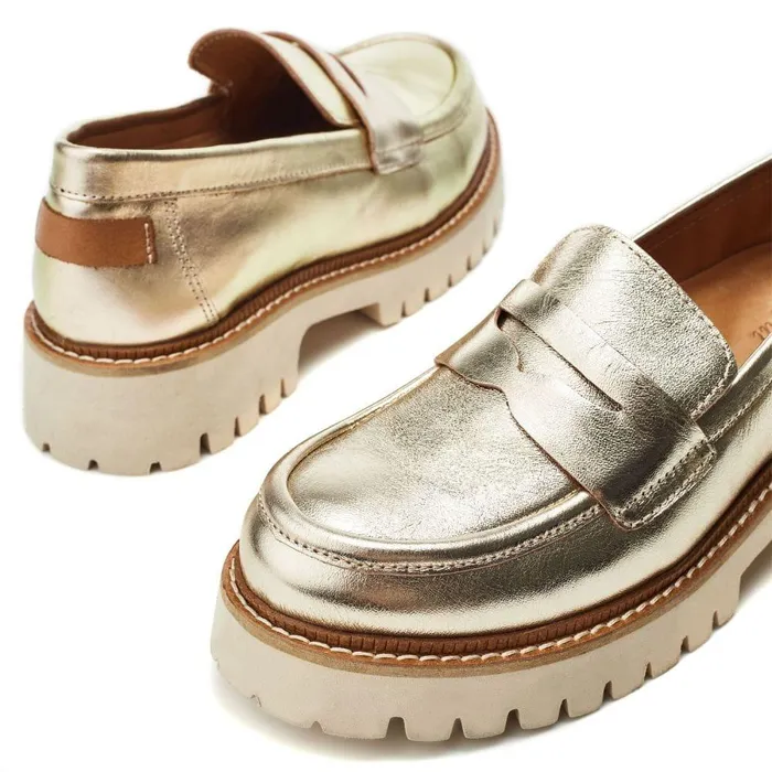 Women Moda In Pelle Casual Shoes Bsoleful BWinston Gold Leather