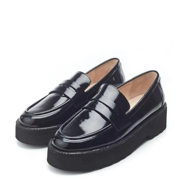 Women Moda In Pelle Casual Shoes Elleah Black Patent