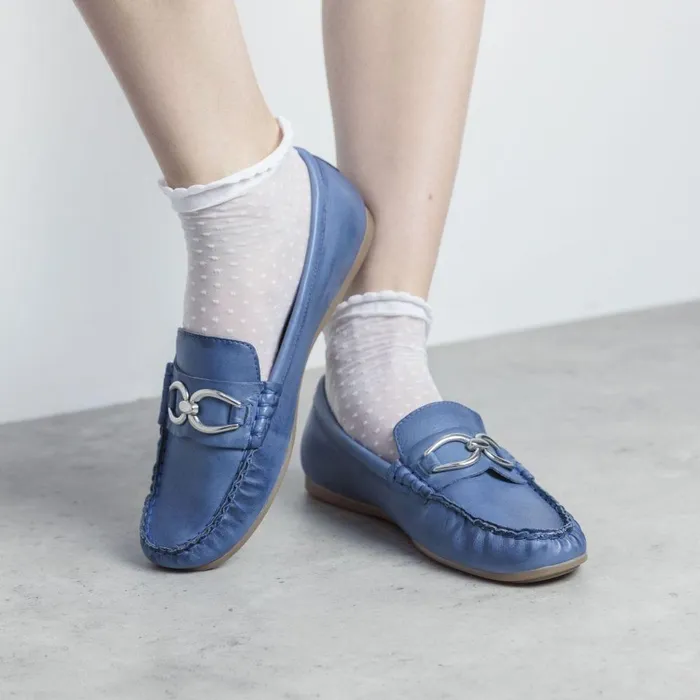 Women Moda In Pelle Casual Shoes Fabiole Blue Leather