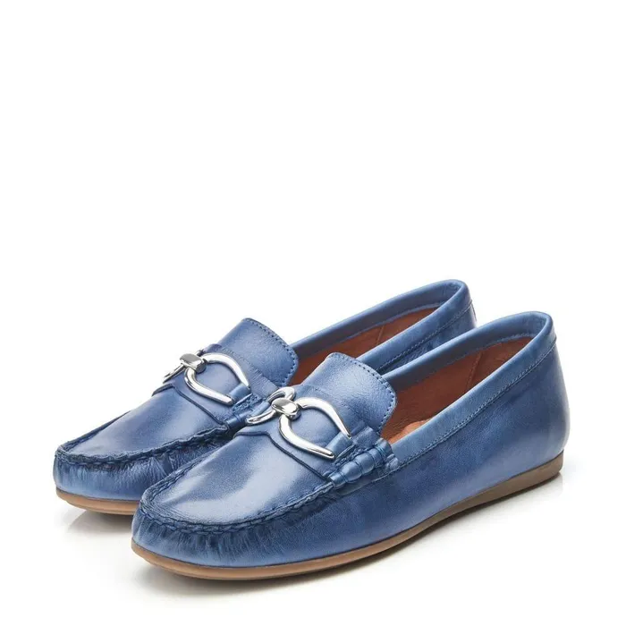 Women Moda In Pelle Casual Shoes Fabiole Blue Leather
