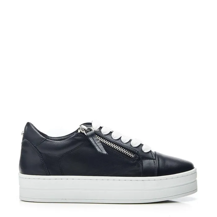 Women Moda In Pelle Casual Trainers Abbiy Black Leather