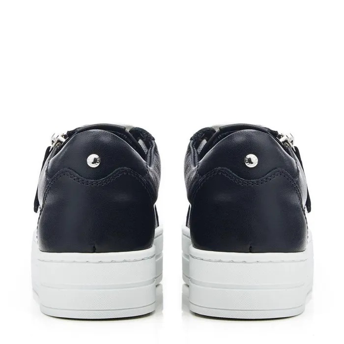Women Moda In Pelle Casual Trainers Abbiy Black Leather