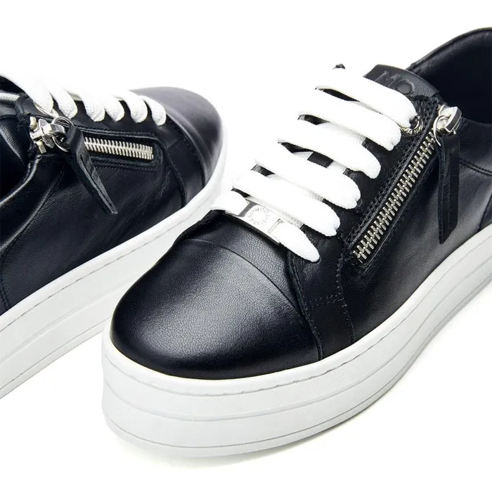Women Moda In Pelle Casual Trainers Abbiy Black Leather