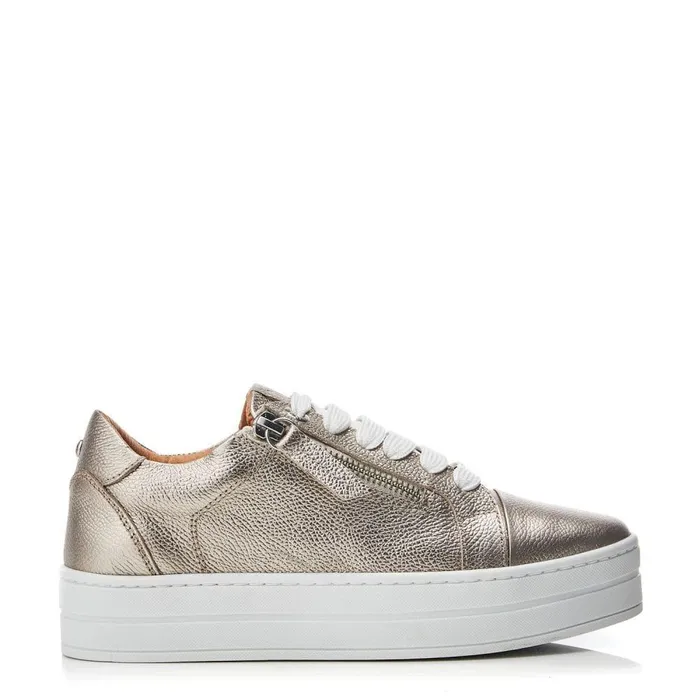 Women Moda In Pelle Casual Trainers Abbiy Gold Leather