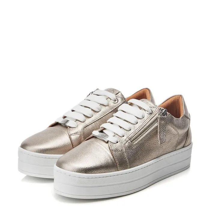 Women Moda In Pelle Casual Trainers Abbiy Gold Leather