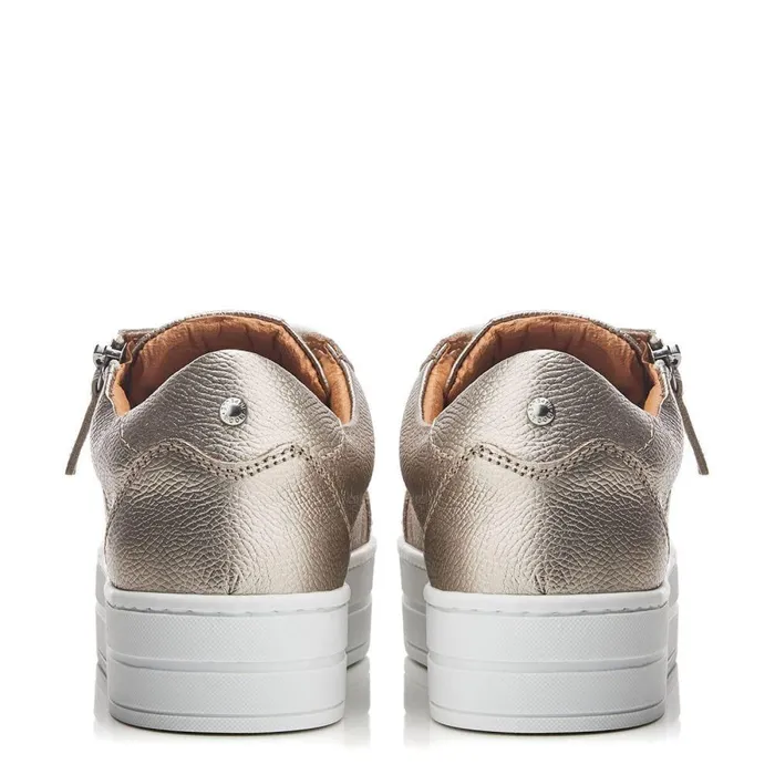 Women Moda In Pelle Casual Trainers Abbiy Gold Leather