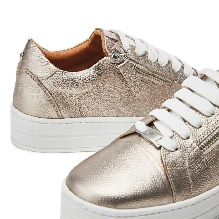 Women Moda In Pelle Casual Trainers Abbiy Gold Leather