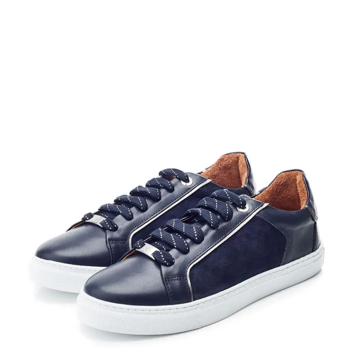 Women Moda In Pelle Casual Trainers Ales Navy Leather