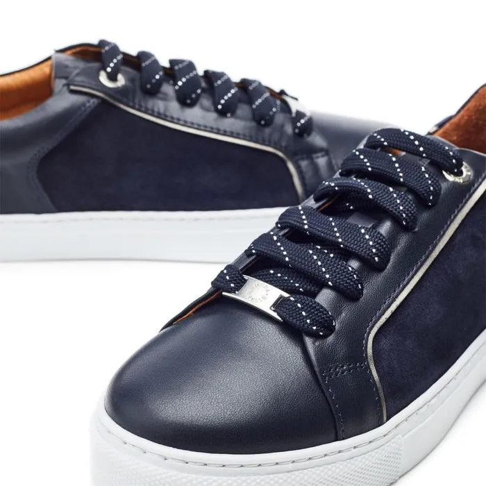 Women Moda In Pelle Casual Trainers Ales Navy Leather