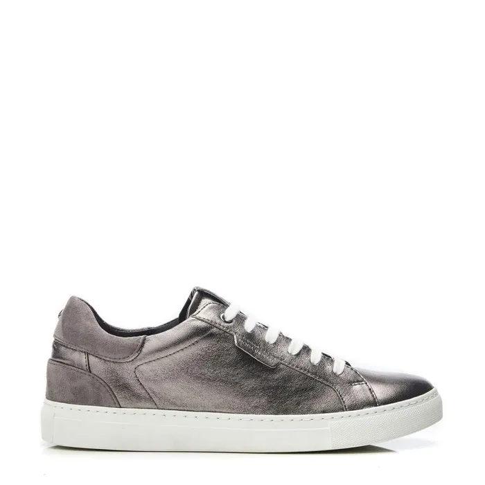Women Moda In Pelle Casual Trainers Ariba Pewter Leather