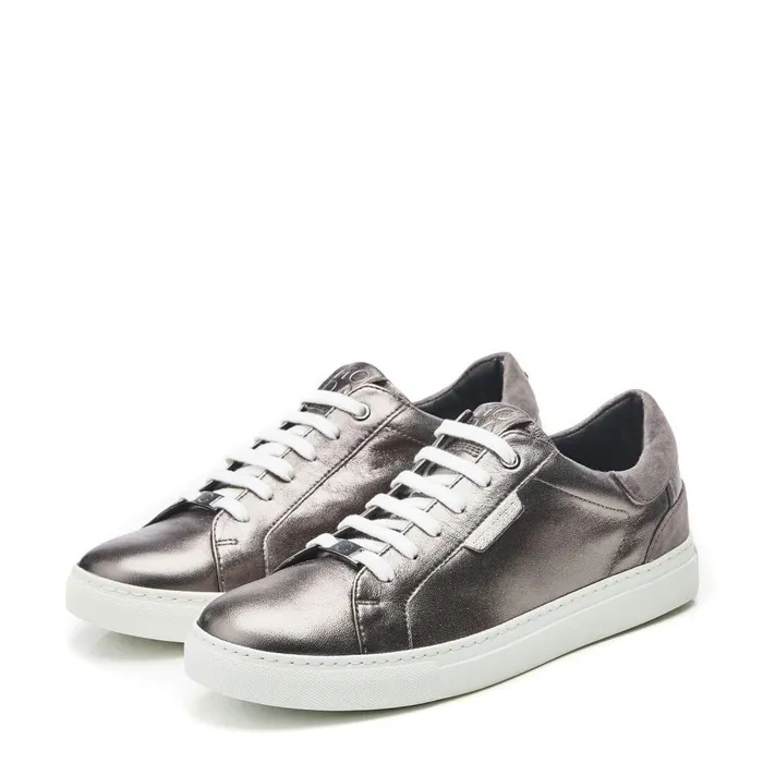 Women Moda In Pelle Casual Trainers Ariba Pewter Leather
