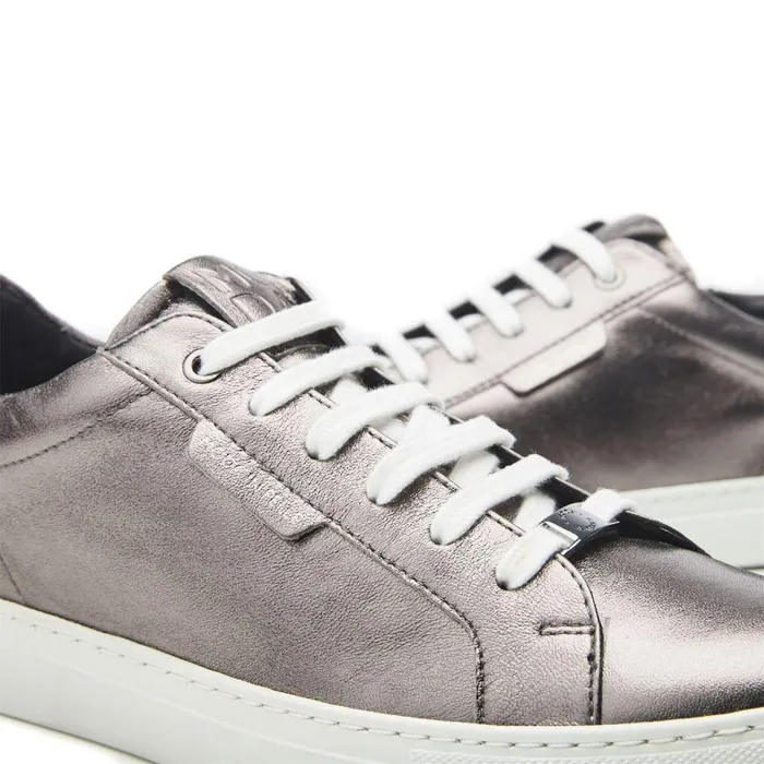 Women Moda In Pelle Casual Trainers Ariba Pewter Leather