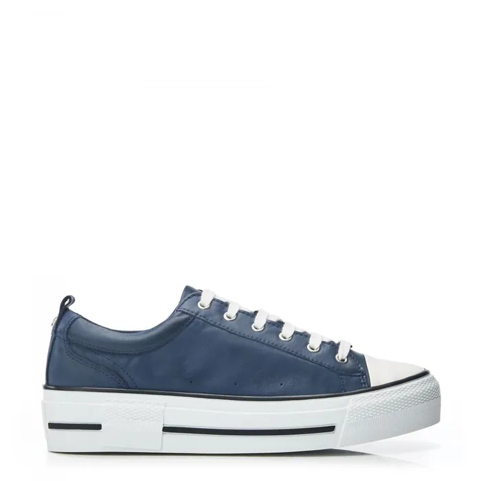 Women Moda In Pelle Casual Trainers Avena Navy Leather