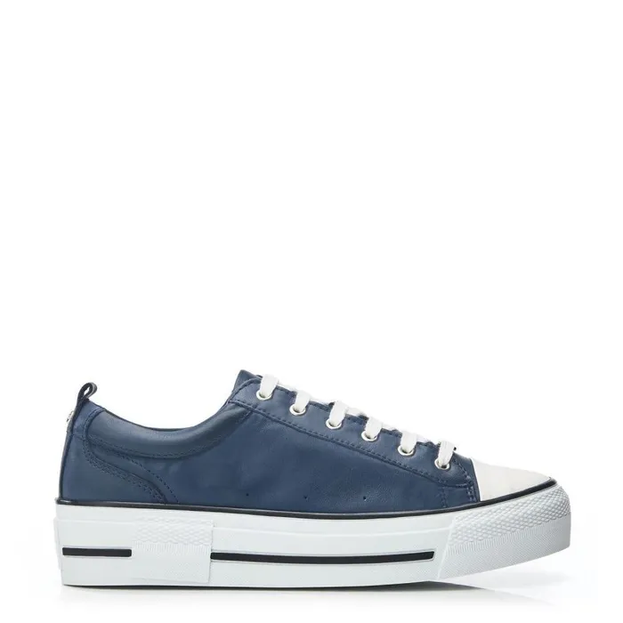 Women Moda In Pelle Casual Trainers Avena Navy Leather
