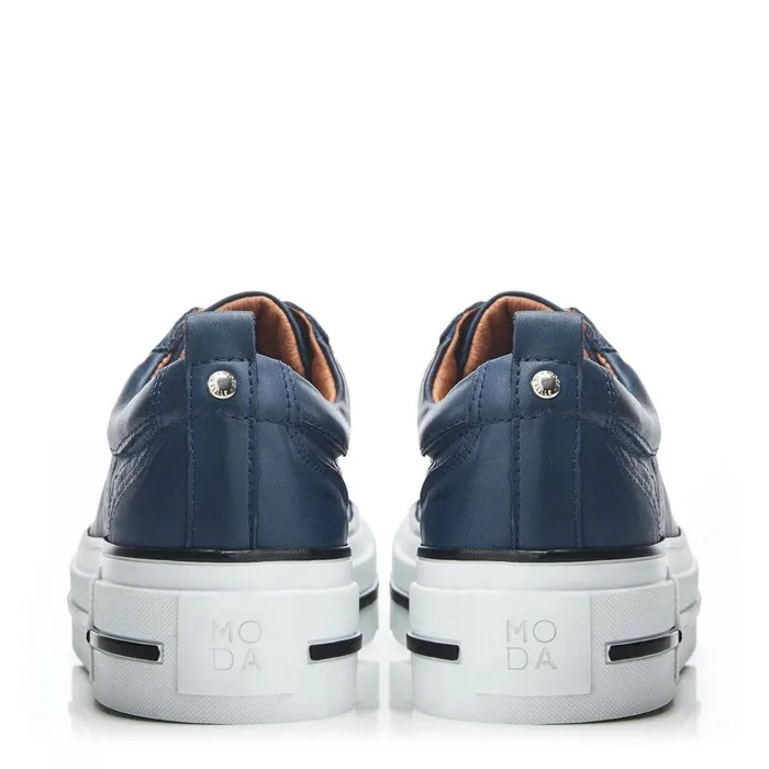 Women Moda In Pelle Casual Trainers Avena Navy Leather