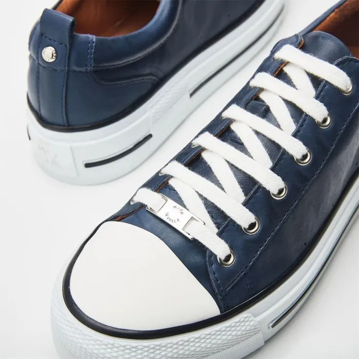 Women Moda In Pelle Casual Trainers Avena Navy Leather